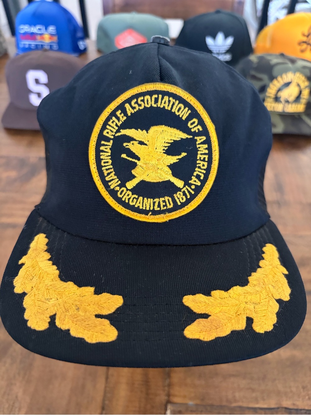 NRA Vintage Embroidered Black & Gold Baseball Cap - Rare
